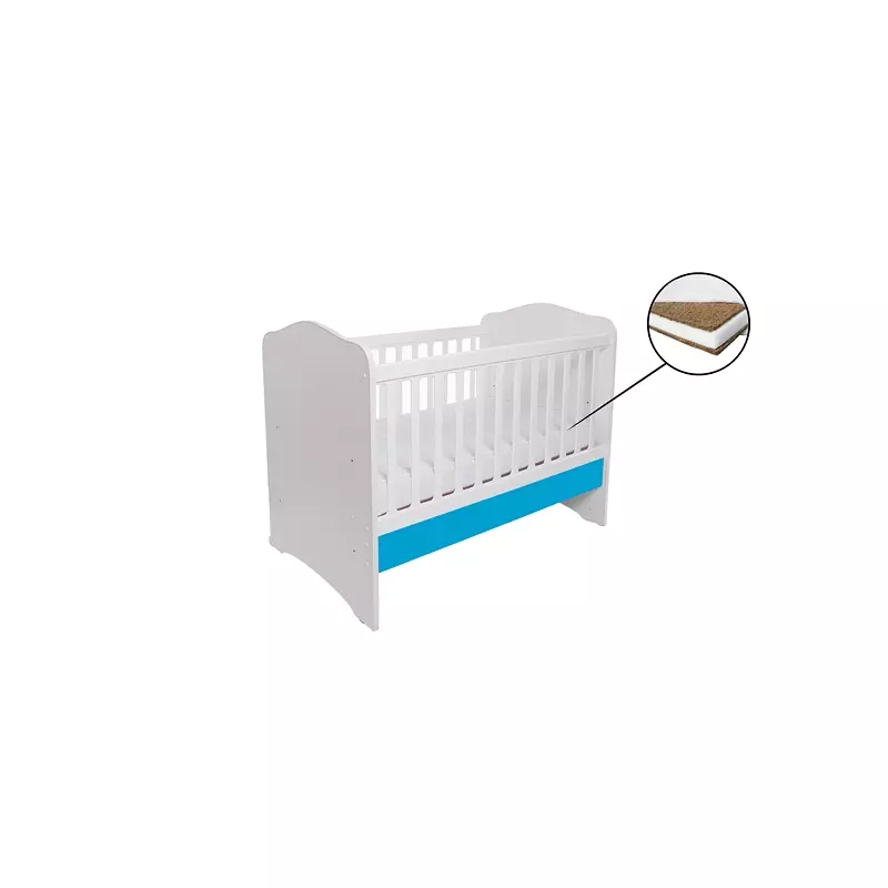 Patut Eurogloria Como fara sertar - Alb cu Albastru + Saltea Cocos 10 cm