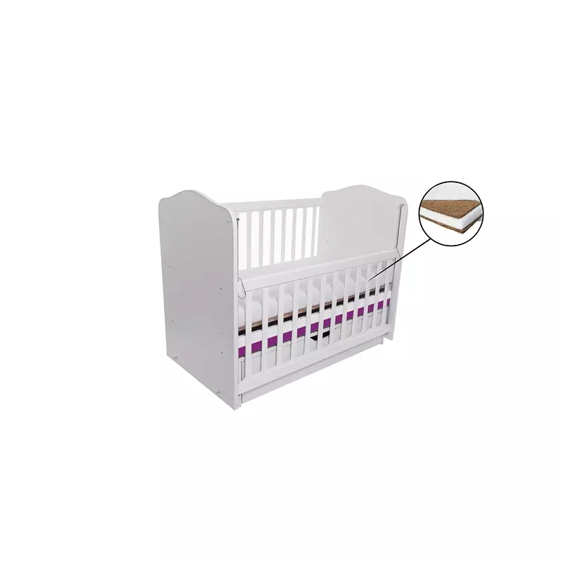 Patut Eurogloria Como Balansoar culisant - Alb cu Violet + Saltea Cocos 7 cm