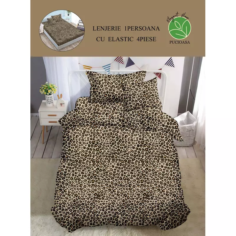 Lenjerie de Pat Bumbac Finet, 1 persoana , cearsaf cu elastic - SIPRT60-50