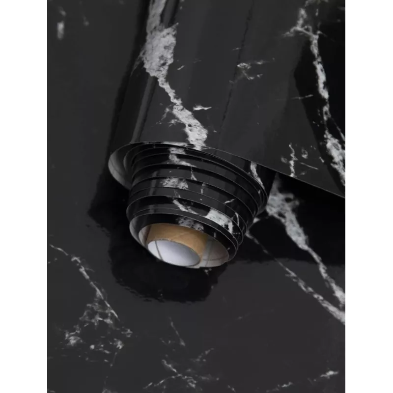 Autocolant bucatarie rola - sticker impermeabil - model marmura neagra,300x45cm-21706
