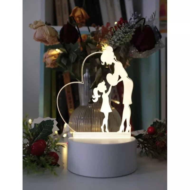 Lampa decorativa 3d mama si fiica - 12.5 x 10 x 20 cm