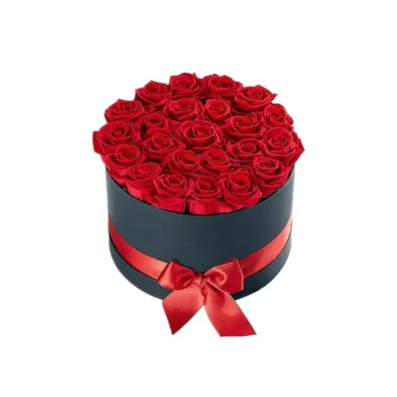 Aranjament Floral Trandafiri Sapun - Cutie Rotunda mare  - VLTN102