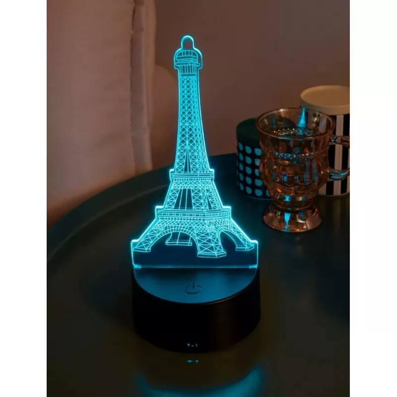 Lampa Decorativa 3D - 6 Culori - Turnul Eiffel - 9 x 9.5 x 18.3 cm