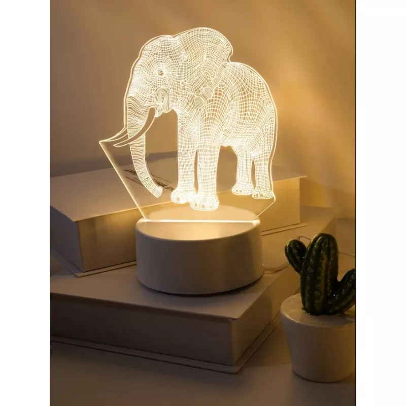 Inovius Lampa decorativa 3d elefant - 13.5 x 9.5 x 15.7 cm