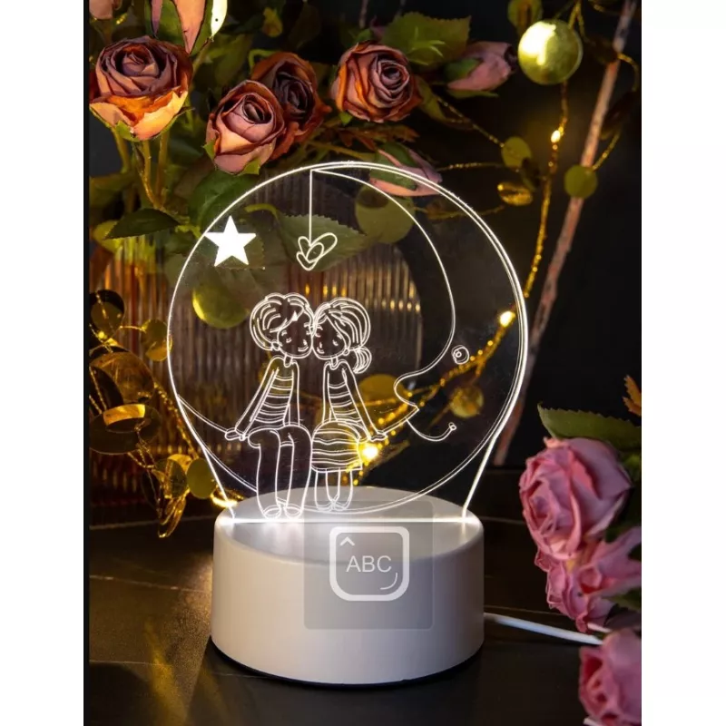 Lampa Decorativa 3D Baietel si Fetita  - 12 x 15 cm