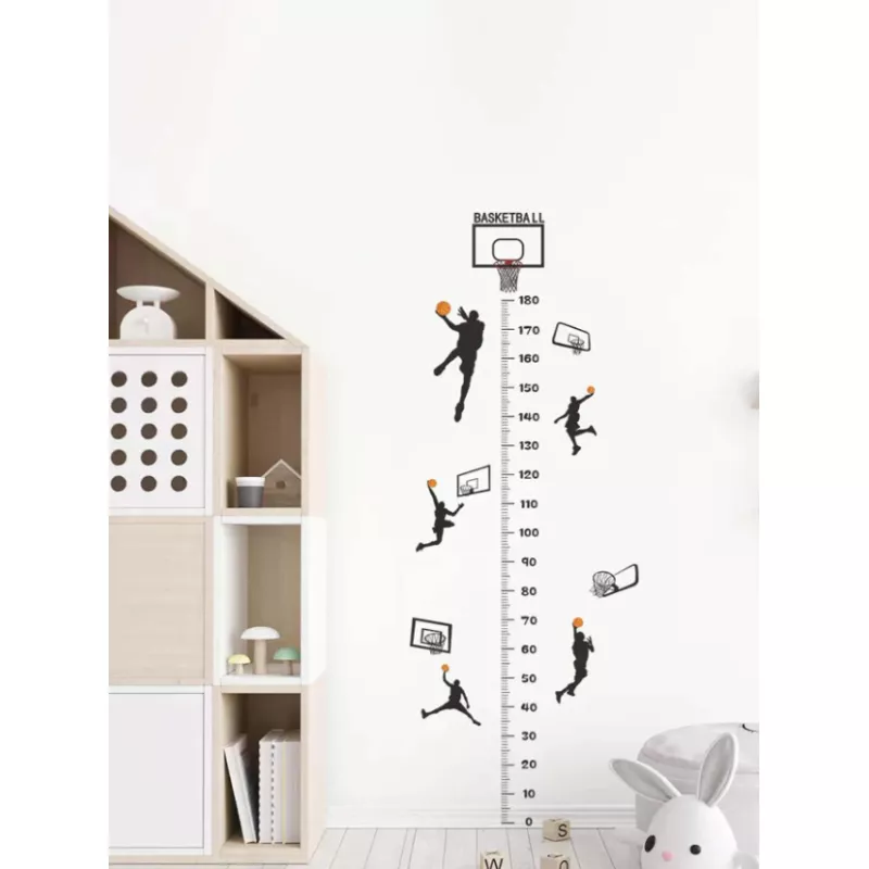 Sticker perete autocolant cu centimetru pentru copii -baschet