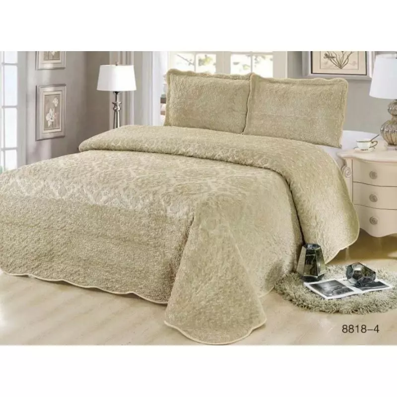 Set Cuvertura Pat Catifea, Cream -LIM11