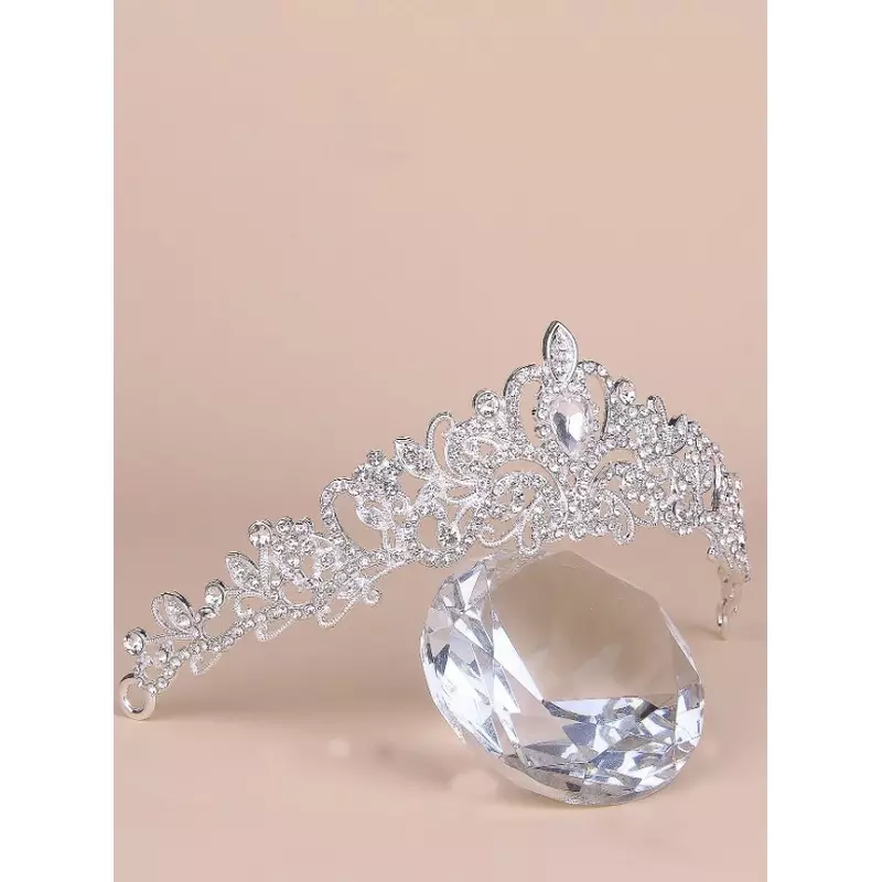 Diadema (coronita) mireasa model cu pietre si strasuri - argintie - circumferinta 24 cm