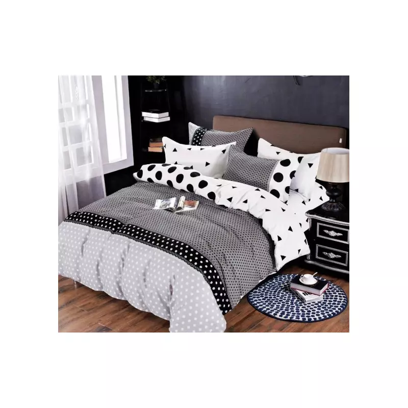 Lenjerie de pat bumbac, model cu cerb, negru si albastru - CR14