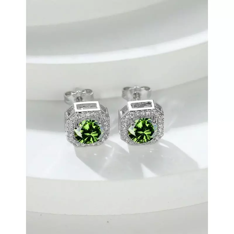 Cercei Eleganti argintiu cu verde