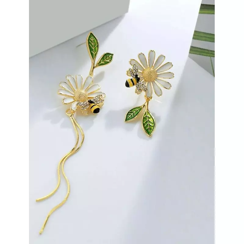 Cercei lungi floare si albina - 34781