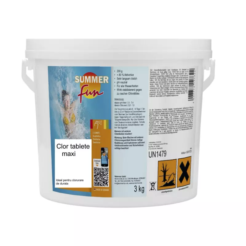 Tablete Clor Maxi Tratament Piscina, 3 kg • Summer fun