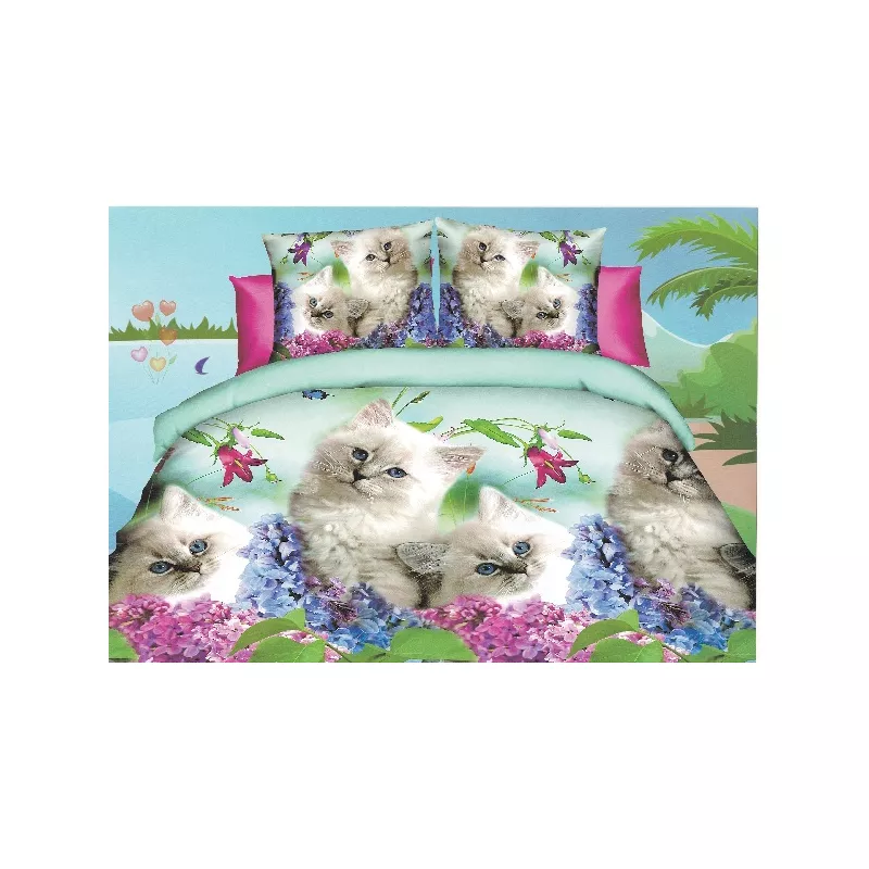 Lenjerie de Pat Bumbac Satinat 3D cu 4 Piese- SIPRB-417