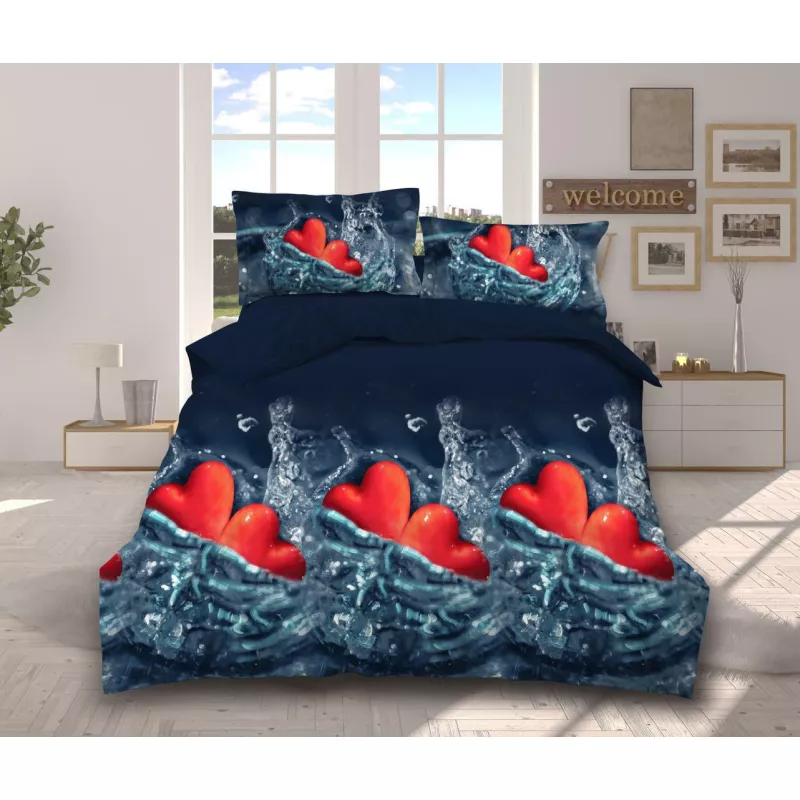 Lenjerie de Pat Bumbac Satinat 3D cu 4 Piese- SIPRB-503