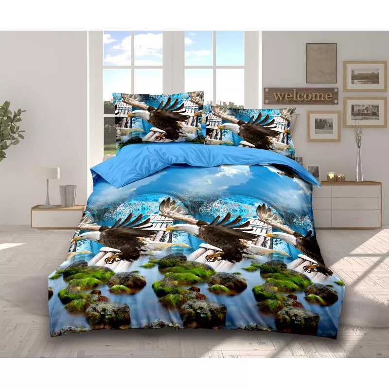 Lenjerie de Pat Bumbac Satinat 3D cu 4 Piese- SIPRB-507