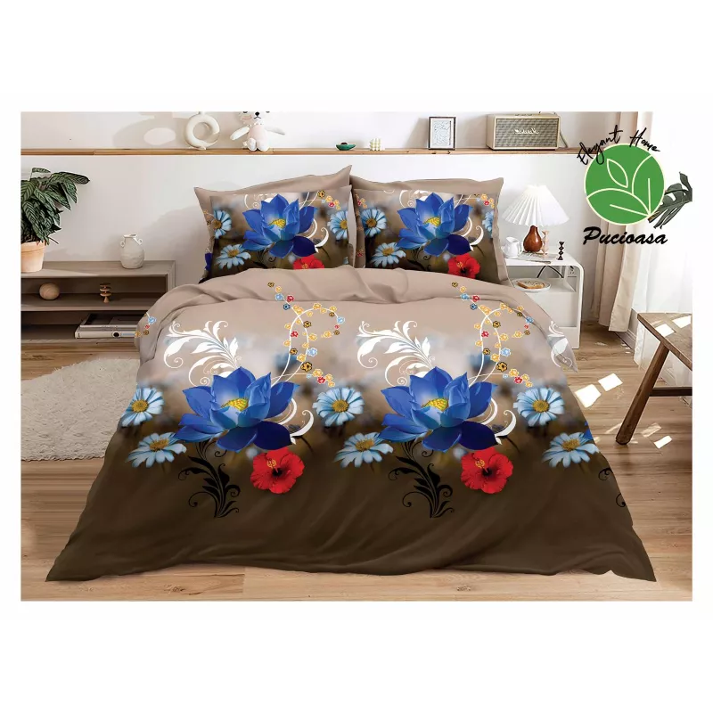 Lenjerie de Pat Bumbac Satinat 3D cu 4 Piese-SIPRB-593