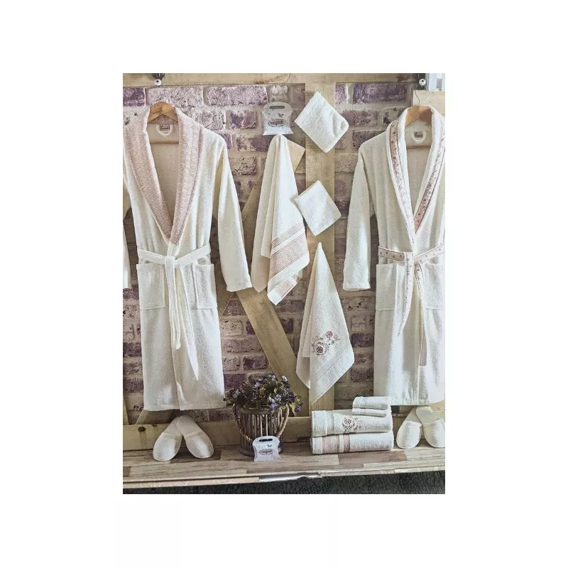 Set 2 Halate si 6 Prosoape din Bumbac 100% 16 piese Extrem de Elegante Culori Variate