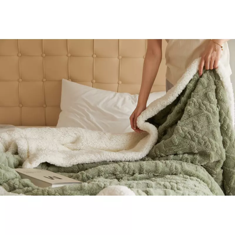 Patura Cocolino cu Blanita Uni, Model Tricotat-JO266 VERDE