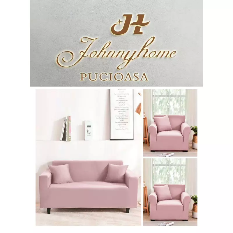 Set Huse Canapea 3 Locuri si 2 Fotolii Elastice Uni, Roz - SIPR31102