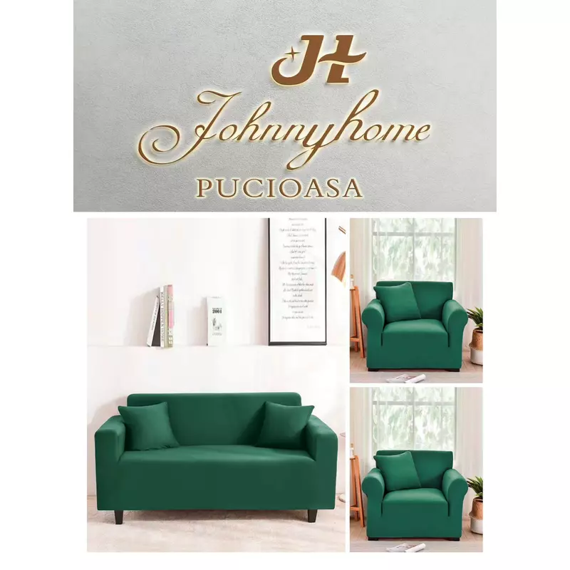 Set Huse Canapea 3 Locuri si 2 Fotolii Elastice Uni, Verde- SIPR31103