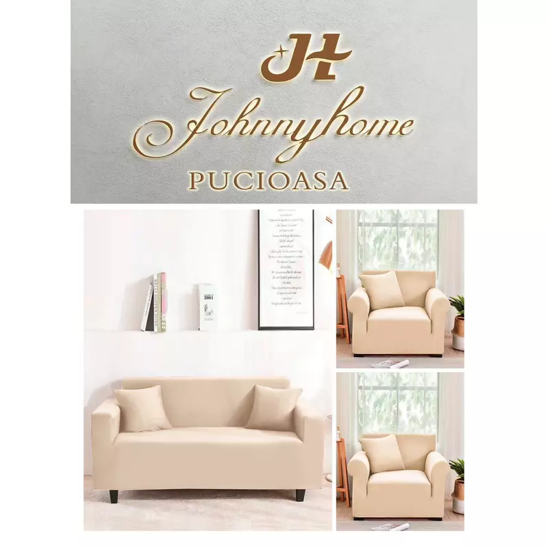 Set Huse Canapea 3 Locuri si 2 Fotolii Elastice Uni, Cream - SIPR31107