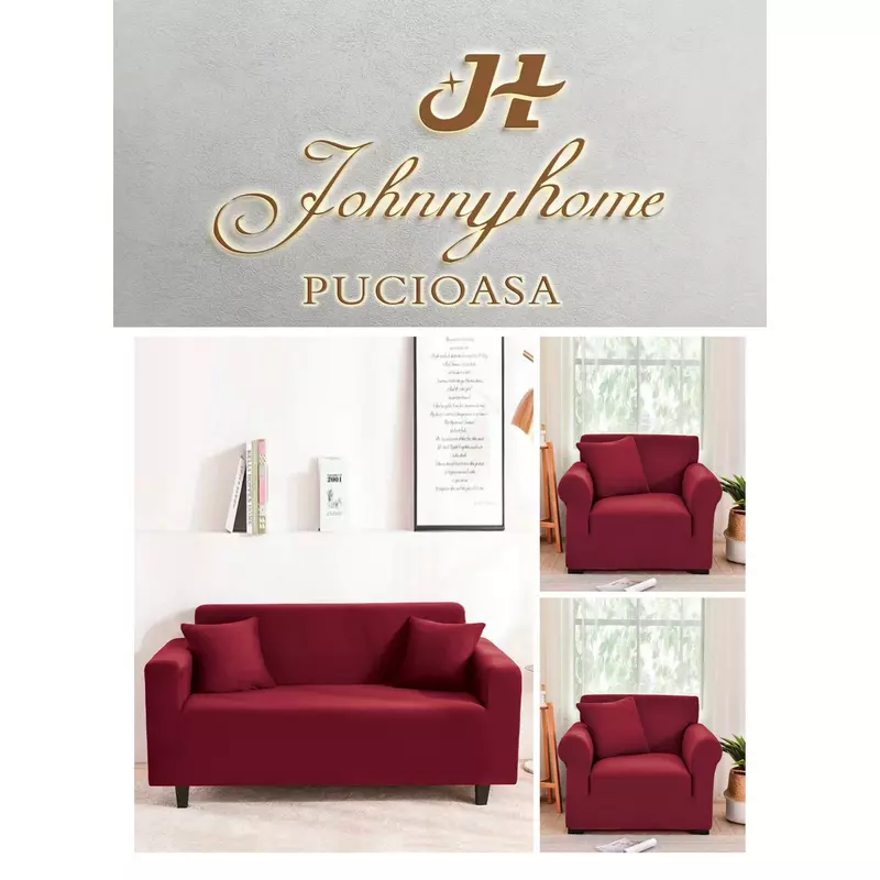 Set Huse Canapea 3 Locuri si 2 Fotolii Elastice Uni, Bordo - SIPR31111