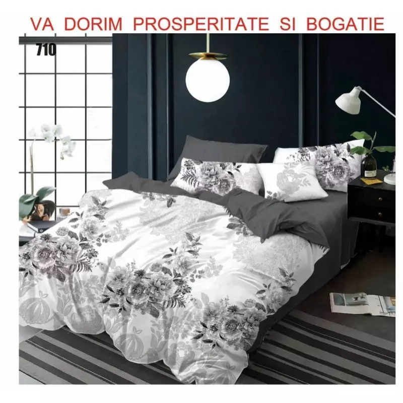Lenjerie de pat Bumbac Finet 6 piese cu elastic - PUC42