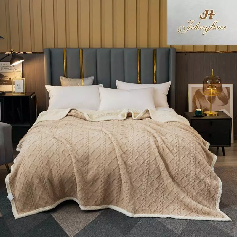 Patura Cocolino cu Blanita pentru Pat Dublu, Cappuccino- SIPRZ01