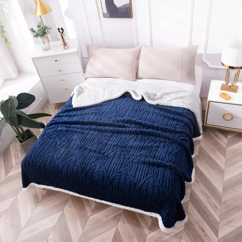 Patura Cocolino cu Blanita, Model Tricotat, Bluemarin - PIT116
