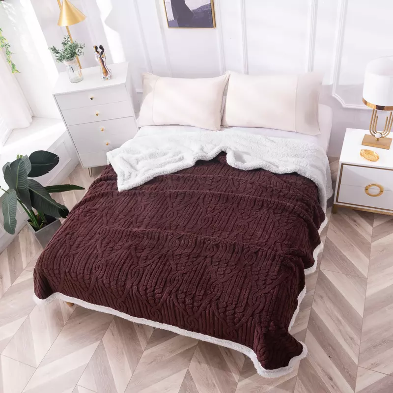 Patura Cocolino cu Blanita, Model Tricotat, Maro - PIT114
