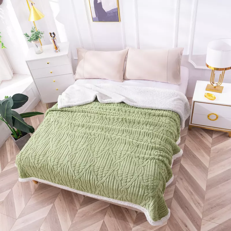 Patura Cocolino cu Blanita, Model Tricotat, Verde - PIT117